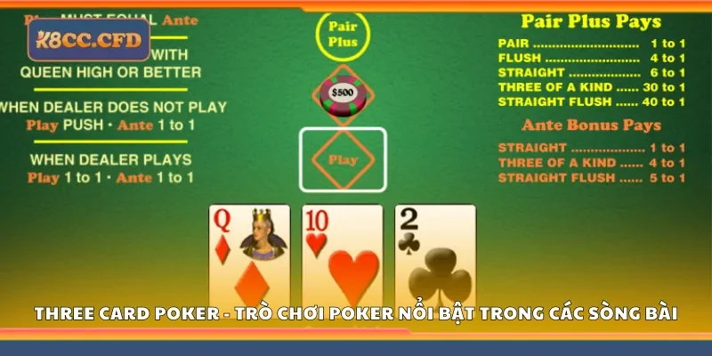 Three card poker - Trò chơi poker nổi bật trong các sòng bài