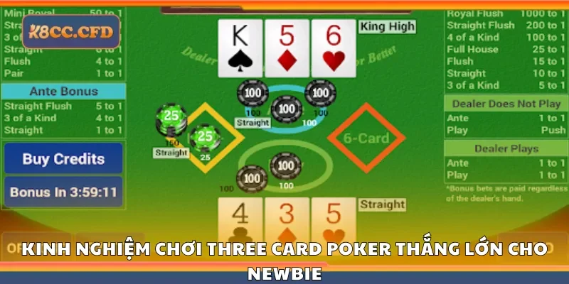 Các kinh nghiệm chơi three card poker cho newbie